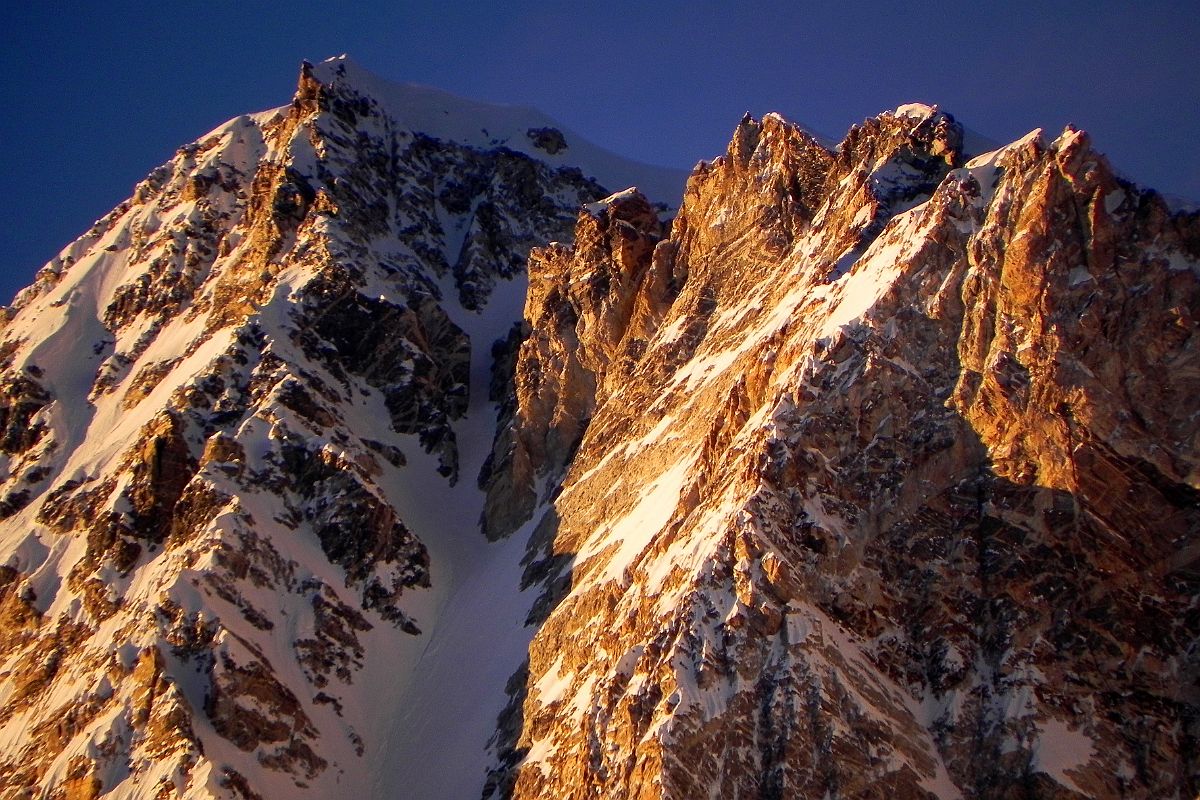 36 Shishapangma Southwest Face Summit Close Up At Sunset From Advanced Base Camp Shishapangma Southwest Face summit close up at sunset Advanced Base Camp.